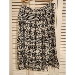 Talbots Pure Silk Chiffon Damask Print Handkerchief Hem A-Line Skirt Size 12